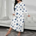 thumbnail image 2 of Rinsvye Women Long Sleeve Print Pajamas For Women Nightgown Shoulder Drop Oversize Casual Women Night Shirt Long Sleepwear Dress Short Sleeve Nightgown Plus Size Nightgown Women, 2 of 5