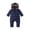 Navy, variant on Infant Newborn Baby Winter Romper Thick Warm Fleece Lined Windproof Hooded Zipper down Coats Padded Jumpsuits