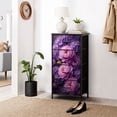 thumbnail image 6 of Dresser for Bedroom with 4 Storage Drawers Pink Peony Flowers Purple Hydrangea Botanical Style Dressers Chest of Drawers Steel Framed Fabric Organizers for Closet Living Room Hallway, 6 of 8