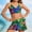 Green#2, variant on Girls Three Piece Bikini Set with Print Swimsuit Swim Trunks and Triangle Pants for Hot Spring Beach Vacation Summer Water Activities Comfort Fit Swimwear(Green#2,8-9 Years)