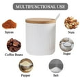 thumbnail image 5 of Porcelain Sugar Bowl with Wooden Lid & Porcelain Spoon - Retro Design for Coffee Bar & Home Kitchen, 5 of 5
