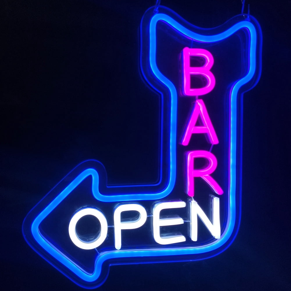Bar Open Neon Sign,Open Arrow Neon Light for Bar Club Beer Shop Man Cave Restaurant Business Occasions Decor (left )