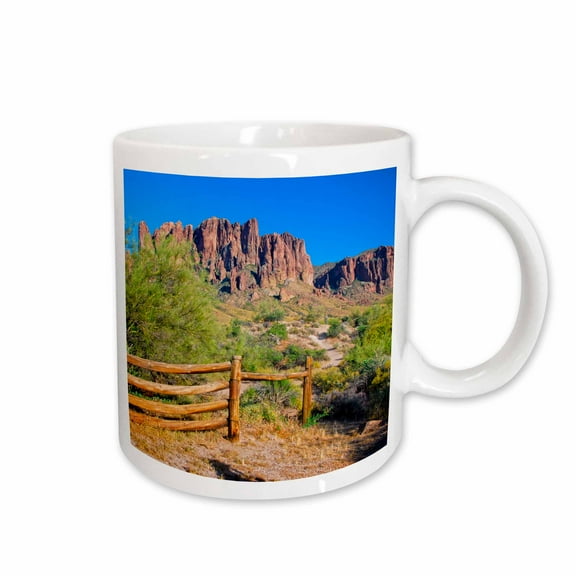 3drose, Usa, Arizona. Desert Trail by Lost Dutchman State Park., 15oz Mug