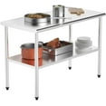 thumbnail image 5 of ROVSUN 48'' x 24''Stainless Steel Metal Table Adjustable Under Shelf, 5 of 7