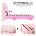 thumbnail image 4 of Homfa Queen Size Car Bed Frame with LED Wheels, Velvet Upholstered Platform Bed with Adjustable Headboard and Removable Pillows, Pink, 4 of 8