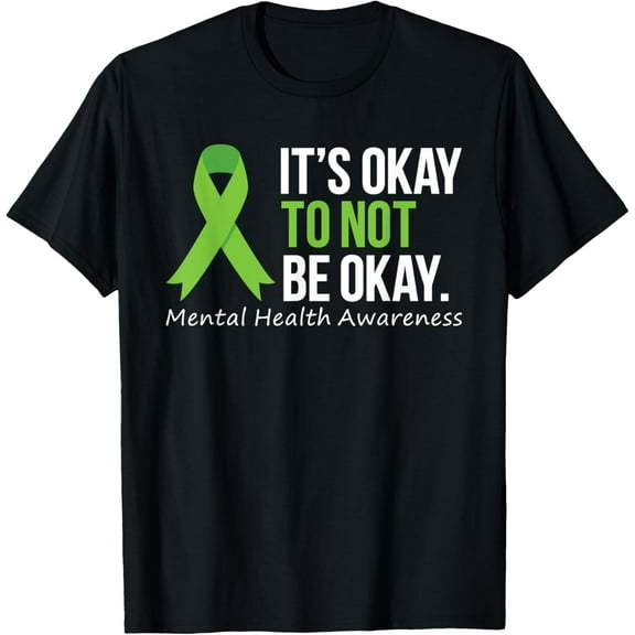 Its Okay To Not Be Okay Shirt Mental Health Awareness Ribbon T-ShirtMen and women, Black T-shirt, size: Extra large