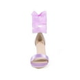 thumbnail image 6 of BLISSFUL STEP Women's Satin Floral Print Block Heel Sandals Purple 9, 6 of 8