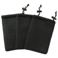 thumbnail image 1 of Unique Bargains Black Cell Phone Nylon Mesh Drawstring Pouch Bags 3 Pcs, 1 of 6