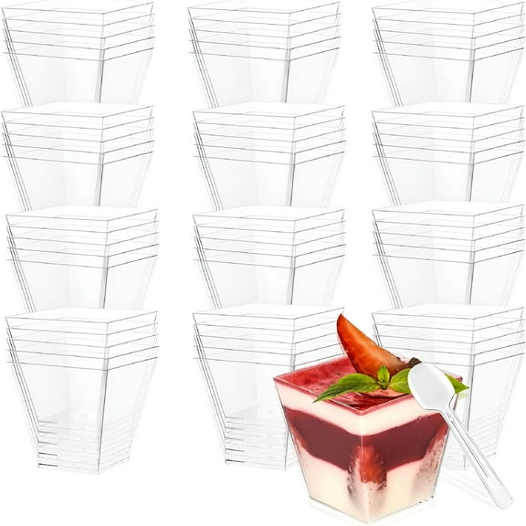 ACDANC 60 Pcs Dessert Glasses Plastic 60Ml Mini Dessert Cup