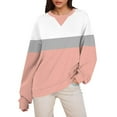 thumbnail image 2 of PuLe Hoodies Womens Fall Fashion Color Contrast Striped Oversized Pullover Sweatshirt, Crewneck, Long Sleeve, S-3XL, 2 of 6