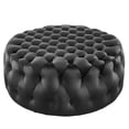 thumbnail image 1 of Round Ottoman Accent Tufted Chair , Black, Velvet, Modern Contemporary, Living Lounge Cafe Room Hotel Lobby Hospitality, 1 of 6