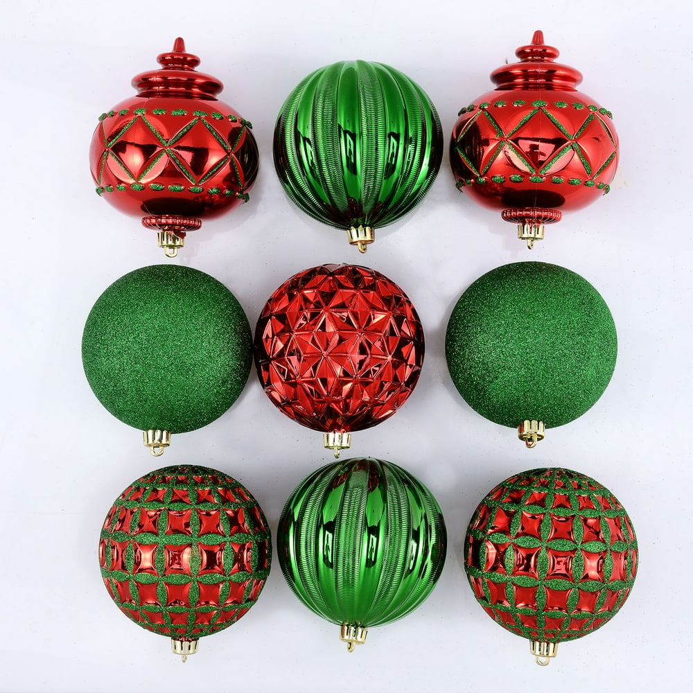 Holiday Time Shatterproof Christmas Ornaments, Red and Green, 9 Count Shatterproof Christmas Ornaments