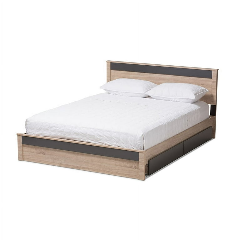 Baxton Studio Jamie Modern and Contemporary Two-Tone Oak and Grey Wood Queen 2-Drawer Queen Size Storage Platform Bed Baxton Studio Jamie Modern and Contemporary Two-Tone Oak and Grey Wood Queen 2-Drawer Queen Size Storage Platform Bed