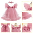 thumbnail image 4 of IDOPIP Toddler Baby Girls Sequins Bow Tie Tutu Dress Rainbow Ruffle Tulle Princess Dress with Headband, 4 of 7