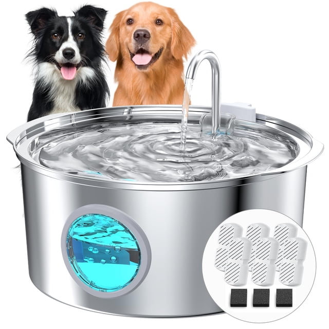Fuente de agua para mascotas GROOKPET para perros grandes de 7 litros con 9 filtros
