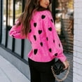 thumbnail image 3 of CALAFEBILA Knitted Women's Sweaters for Winter Valentine's Day Heart Print Crew Neck Sweater Tops Long Sleeve Winter Warm Casual Tops, 3 of 4