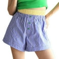 thumbnail image 1 of AherBiu Shorts à Jambes Larges pour Femmes Taille Haute Été Décontractés Amples à Rayures Patchwork Shorts de Détente, 1 of 5
