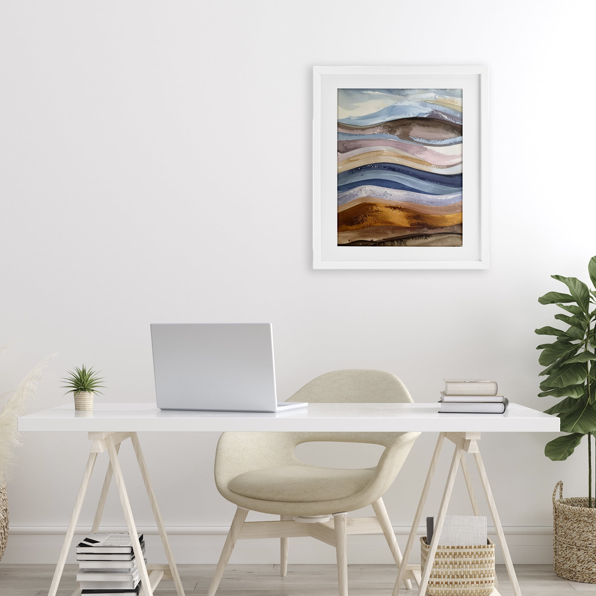 Stupell Industries Ocean Flow Layers White Framed Print Under Glass, design by Alonza Saunders