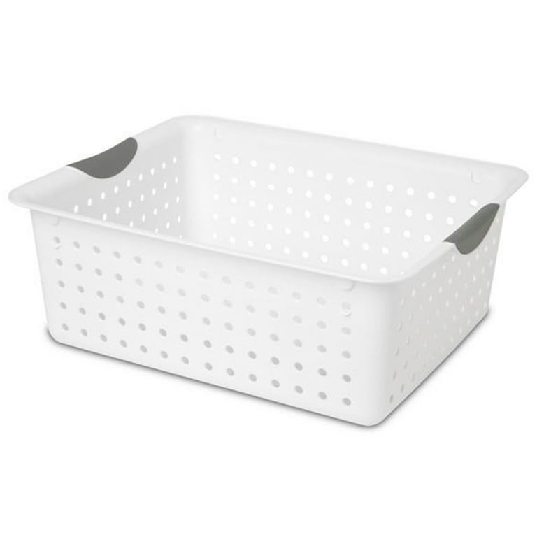 Sterilite Large Ultra Plastic Storage Baskets w/ Handles, White, 12 Pack 