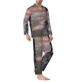 thumbnail image 2 of Balery Black Dragon Cliff Dawn Pijama para Hombre de Dos Piezas con Manga Larga, Conjunto de Dormir y Descanso Suave con Bolsillos-Medium, 2 of 7