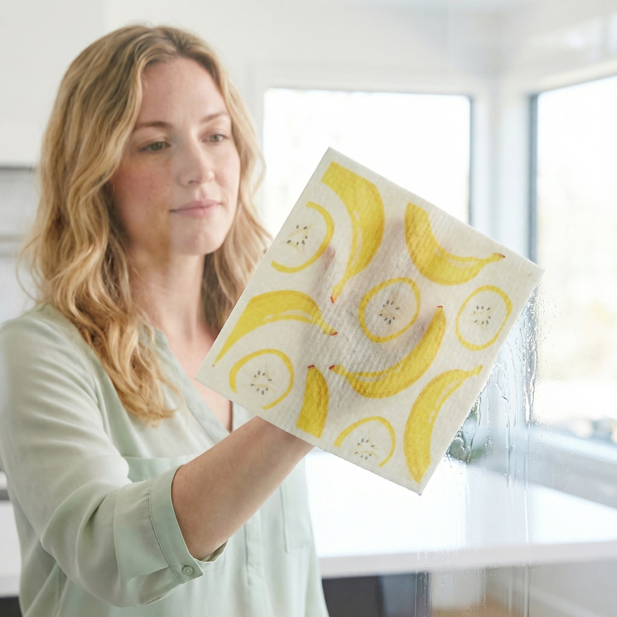 Unique Bargains Reusable Swedish Dish Cloths Banana 6 Pack Banana/Lemon 8" x 7"