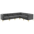 thumbnail image 2 of Modway Triumph 6-Piece Channel Performance Velvet Tufted Sectional Sofa in Gray, 2 of 11