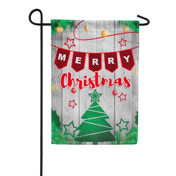 America Forever Merry Christmas Garden Flag 12.5 x 18 inch Double Sided Outdoor Yard Vintage Christmas Tree Holiday Winter Farmhouse Christmas Decorations Garden Flag