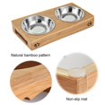 thumbnail image 3 of Cuenco de comida para mascotas con soporte, juego de 2 piezas de madera antideslizante para alimentación de cachorros, acero inoxidable y agua, 3 of 5