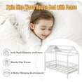 thumbnail image 4 of Bellemave Twin House Bed, Twin Size Wood Bed Frame with Roof and Fence, Montessori Beds Frame with Slats, No Box Spring Needed (White), 4 of 8