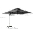 thumbnail image 3 of Outsunny Parasol Déporté de Patio 10 Pieds x 10 Pieds, Parasol Carré à Double Toit avec Rotation à 360°, 5 Angles d'Inclinaison Réglables, Housse de Parasol, Mât et Baleines en Aluminium, Gris Anthracite, 3 of 9