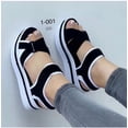 thumbnail image 2 of Sandalias de plataforma de talla grande para mujer, sandalias de playa planas con velcro para mujer, 2 of 6