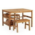 thumbnail image 2 of Martha Stewart Kids Outdoor Craft Table, 2 Benches & Umbrella Set: Acacia Wood Activity Desk w/ Storage, Kids Play Table & Bench for Backyard, Garden, 2 of 7
