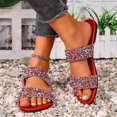thumbnail image 4 of Beach Flat Sandals for Women, Solid Color Slip-On Style with Sequined Rhinestone Strap, Soft Footbed, Open-Toe Design, Lightweight Sole, Breathable Summer Footwear, 4 of 9