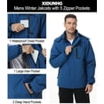 thumbnail image 4 of Xidunhg Men's Winter Skiing Jackets Water Resistant Warm Fleece Coats Parka Raincoats Snowboard Jacket with Hood Multi-Pocket Blue XL, 4 of 14