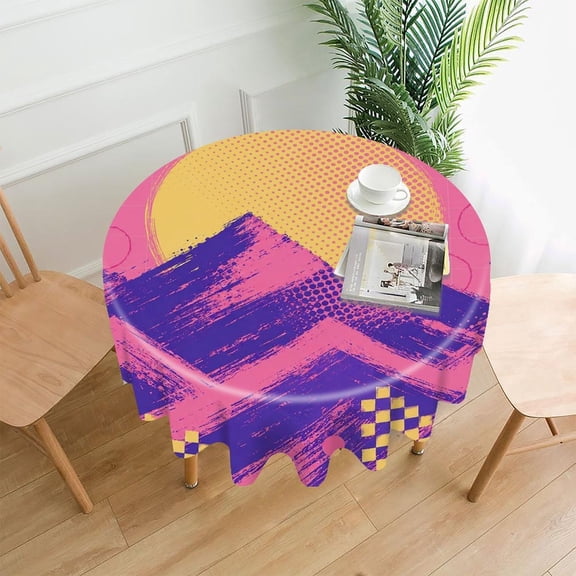 RKSupls 60 Inch Round Tablecloth, Autumn Birch Forest Premium Polyester Straight Edge Wrinkle Resistant Washable Table Cover for Party Home Dining Decor