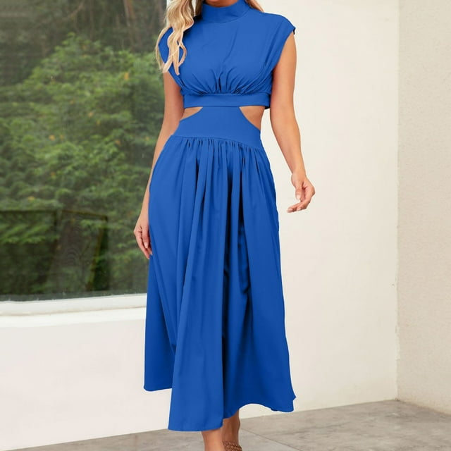 Gspmoly Robes Grande Taille pour Femmes aux Formes, Mode Femmes Été Aguichant Ajourée Robe Mini Décontractée Sans Manches à Col Rond Robe Robes de Cocktail pour Femmes jusqu'à 70 % de Rabais