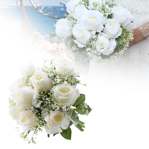 Bouquet de boda para novias Bouquet Romantic Artificial Flores Novias sosteniendo flores para la decoración navideña de aniversario