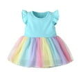 thumbnail image 2 of WOLLED Baby Infant Rainbow Dress for Girls Summer Flutter Sleeve Tulle Dresses Toddler Tulle Tutu Sundress Skirt 9M-4Y, 2 of 11