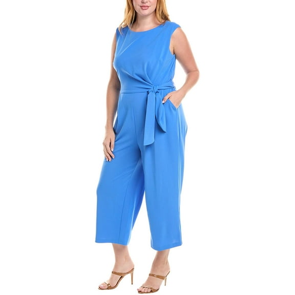 Tahari ASL womens  Plus Side Tie Jumpsuit, 20W, Blue