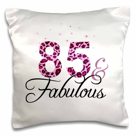 3dRose 85 and Fabulous - fun girly birthday gift - black and hot pink leopard print pattern bday diva text, Pillow Case, 16 by