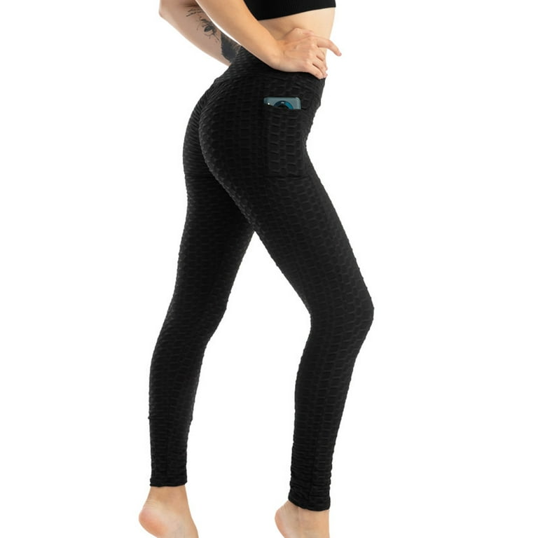 RQYYD Reduced Butt Lifting Leggings for Women Yoga Workout Gym High Waisted  Pants Solid Soft Tummy Control Pants(Black,L) 
