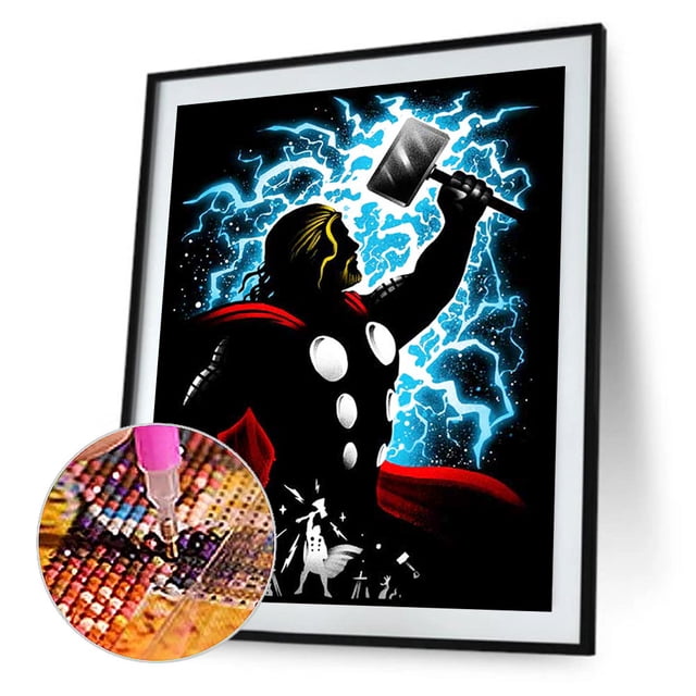 Cuadros Decorativos Silueta de Thor 5D DIY Diamond Painting Kits Full Round Drill Decor (L3457) Ehuebsd embutido en tela