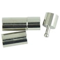 thumbnail image 1 of 10 Set Silver Leather Glue In Bayonet Push Jewelry Closure DIY Tube Clasp Jewelry Making 20X7MM, 1 of 9