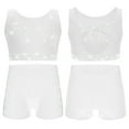 thumbnail image 5 of SiiRoh Girls Shiny Rhinestones Shorts Set Active Crop Tank Top Gymnastics Dance Sports Outfit White 12, 5 of 6