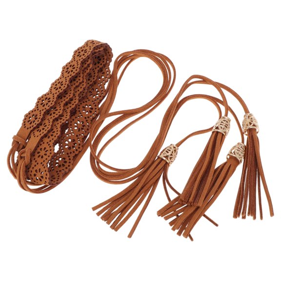 Unique Bargains 1 Pc Adjustable Waist Belt Hollow Flower Adjustable Waist Cord for Women Brown