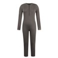 thumbnail image 3 of UoCefik Thumbhole Long Sleeve Ribbed Bodycon Sport Zip Front Cute Romper Full Bodysuit Dark Gray L, 3 of 5