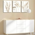 thumbnail image 3 of Beige Botanical Canvas Wall Art Set of 3 Boho Plant Artwork Neutral Bohemian Minimalist Art Modern Painting Pictures Prints for Wall Decor Aesthetic, for Bedroom Living Room Framed 12x16in, 3 of 6
