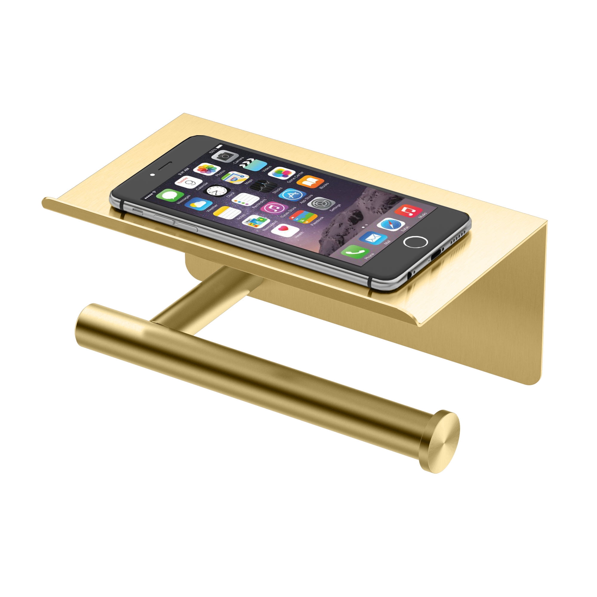 Gatco Latitude II Toilet Paper Holder with Mobile Shelf, Brushed Brass