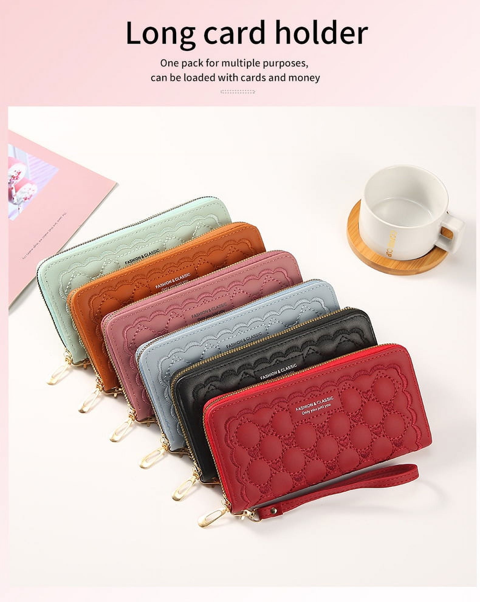 Women s long money clip wallet card holder multifunctional single