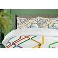 thumbnail image 4 of Ambesonne Map Duvet Cover Sets, Vibrant Striped Metro Route, 2-King, Multicolor, 4 of 7